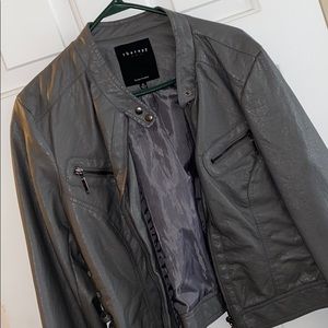 Gray synthetic leather jacket XL